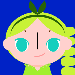 Oval face pixel avatar with green hair and braided pigtails, example 1