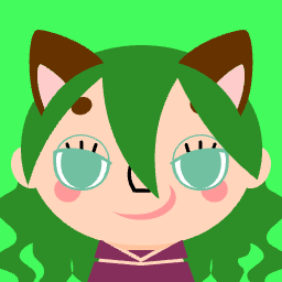 Oval face pixel avatar with green cat ears and a cute wink, example 6