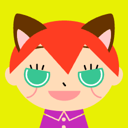 Oval face pixel avatar with orange cat ears and a happy smile, example 7