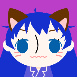Oval face pixel avatar with blue hair and cat ears, example 9