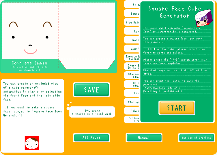 Square Face Cube Generator preview screenshot