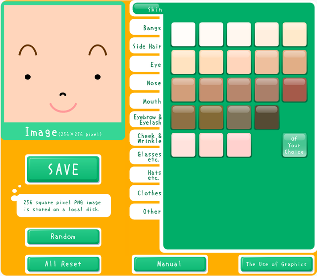 how to use square face generator step 2 choose face and skin